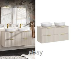 Double Vanity Unit Bathroom Wall Drawers Sit 2 On Sinks Countertop Beige Adel
