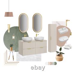 Double Vanity Unit Bathroom Wall Drawers Sit 2 On Sinks Countertop Beige Adel