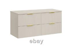 Double Vanity Unit Bathroom Wall Drawers Sit 2 On Sinks Countertop Beige Adel