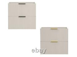 Double Vanity Unit Bathroom Wall Drawers Sit 2 On Sinks Countertop Beige Adel