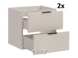 Double Vanity Unit Bathroom Wall Drawers Sit 2 On Sinks Countertop Beige Adel