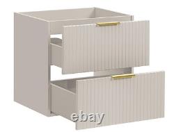 Double Vanity Unit Bathroom Wall Drawers Sit 2 On Sinks Countertop Beige Adel