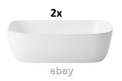Double Vanity Unit Bathroom Wall Drawers Sit 2 On Sinks Countertop Beige Adel