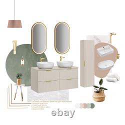Double Vanity Unit Bathroom Wall Drawers Sit 2 On Sinks Countertop Beige Adel