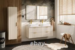 Double Vanity Unit Bathroom Wall Drawers Sit 2 On Sinks Countertop Beige Adel