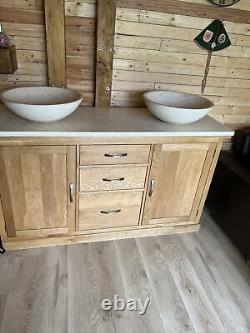 Double Vanity Unit, Marble And Oak
