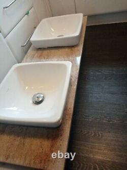 Double Vanity Unit Marble Top with Twin Ceramic Basin Sinks