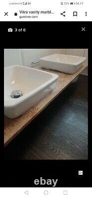 Double Vanity Unit Marble Top with Twin Ceramic Basin Sinks
