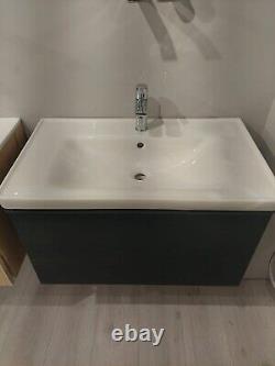 Duravit D-Neo Vanity Unit & Basin TAP Included 800x480mm BLACK OAK CHROME TAP