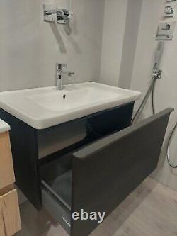 Duravit D-Neo Vanity Unit & Basin TAP Included 800x480mm BLACK OAK CHROME TAP