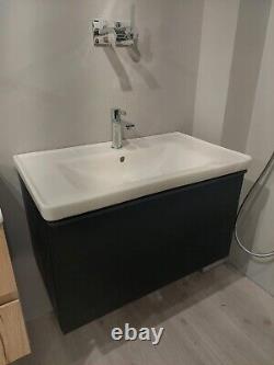 Duravit D-Neo Vanity Unit & Basin TAP Included 800x480mm BLACK OAK CHROME TAP