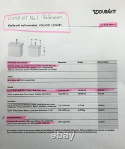 Duravit No. 1 540mm Wall Hung Vanity Unit in White Matt Code N1 4281 018180000