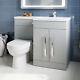 Elegant Bathroom Vanity Units Sink Grey With D-shape Toilet Storage Furniture