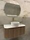 Ex Display Fluted Oak Bathroom Vanity Unit With Led Mirror, Basin, Tap, Worktop