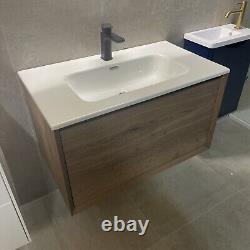 EX Display Wall Hung Wood Vanity Unit & Ceramic Basin With Tap