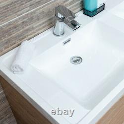 Eaton Bathroom Storage Double Sink Wall Hung Vanity Unit Light Wood Effect 120cm
