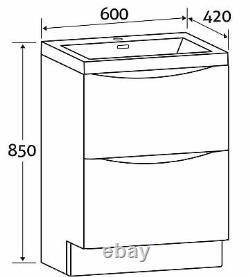 Eaton Gloss White Bathroom Floor Standing Vanity Unit & Resin Basin Sink 600mm