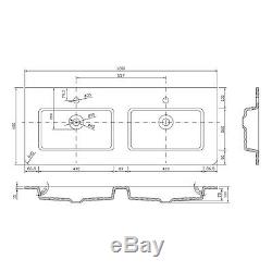 Eaton Gloss White Bathroom Standing Double Vanity Unit 120cm Glass Basin Sink