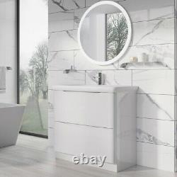 Eaton Gloss White Bathroom Standing Vanity Unit Resin Basin Sink 90cm