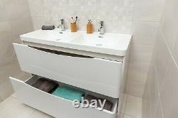 Eaton Gloss White Bathroom Storage Double Sink Standing Vanity Unit Drawer 120cm