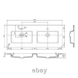 Eaton Gloss White Bathroom Storage Wall Hung Double Glass Sink Vanity Unit 120cm