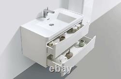 Eaton Gloss White Bathroom Storage Wall Hung Vanity Unit Resin Basin Sink 90cm