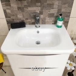 Eaton Gloss White Bathroom Wall Hung Vanity Unit Resin Basin Sink 60cm