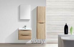 Eaton Light Ash Wood Effect Bathroom Wall Hung Vanity Unit Resin Basin Sink 60cm