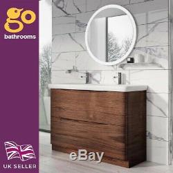 Eaton Redwood Bathroom Standing Double Sink Wood Effect Vanity Unit 120cm