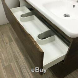 Eaton Redwood Bathroom Standing Double Sink Wood Effect Vanity Unit 120cm
