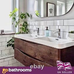 Eaton Redwood Bathroom Wall Hung Double Vanity Storage Unit & Resin Sink 120cm