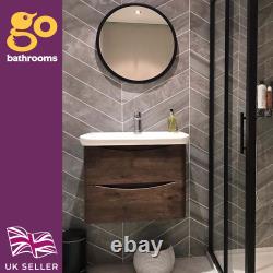 Eaton Redwood Wall Hung Vanity Unit Bathroom Cabinet Wood Effect Storage WC