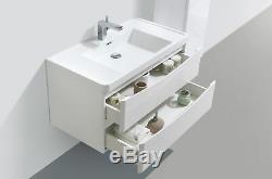 Eaton White Bathroom Wall Hung Vanity Unit Anthracite Glass Sink Basin 90cm