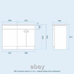 Elen Bathroom White P-Shape RH Basin Vanity Unit WC BTW Toilet 1100mm