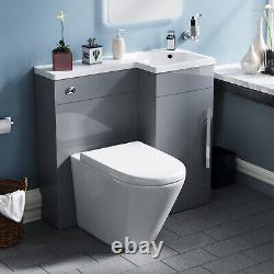 Ellen 900mm Grey Right Hand WC Basin Vanity and Toilet Unit Suite Flat Pack