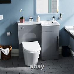 Ellen 900mm Grey Right Hand WC Basin Vanity and Toilet Unit Suite Flat Pack