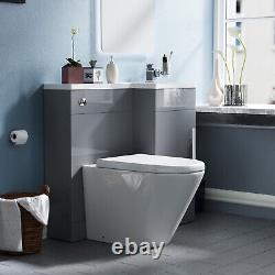 Ellen 900mm Grey Right Hand WC Basin Vanity and Toilet Unit Suite Flat Pack
