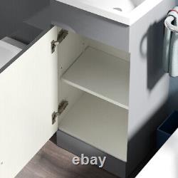 Ellen 900mm Grey Right Hand WC Basin Vanity and Toilet Unit Suite Flat Pack