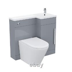 Ellen 900mm Grey Right Hand WC Basin Vanity and Toilet Unit Suite Flat Pack