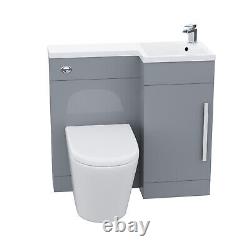 Ellen 900mm Grey Right Hand WC Basin Vanity and Toilet Unit Suite Flat Pack