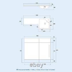 Ellen 900mm Grey Right Hand WC Basin Vanity and Toilet Unit Suite Flat Pack