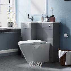 Ellen 900mm Light Grey WC Flat Pack Vanity Unit Sink Toilet Suite Flat Pack