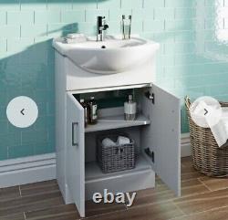 Essentials 550mm Bathroom Vanity Unit & Basin Sink Floorstanding Tap + Waste