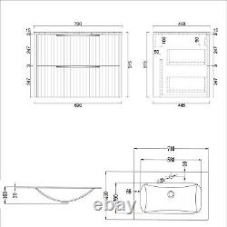 Evora Fluted Wall Hung Vanity Unit 2 Drawer with Stone Basin Multiple Size