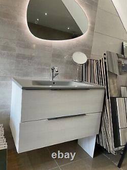Ex Display Flaminia 80cm Vanity Unit In White With App Grey Basin And WC