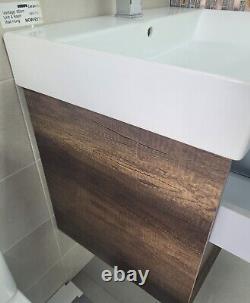 Ex Display HIB Novumv Vantage 60cm vanity unit 2 drawer walnut, ceramic basin