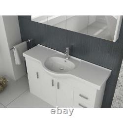 Flatpack Vanity Basin Cabinet Storage Unit Gloss White Ceramic Sink 1200mm