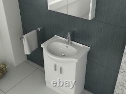 Flatpack Vanity Basin Cabinet Storage Unit Gloss White Ceramic Sink Linx 650mm