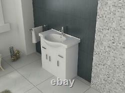 Flatpack Vanity Basin Cabinet Storage Unit Gloss White Ceramic Sink Linx 750mm