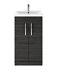 Floor Standing 2 Door Vanity Unit With Mid Edge Basin, 500mm, Hacienda Black